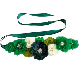 Oyabridal Maternity Sash Belt for Baby Shower Green,Mommy Sash Pregnancy Belt,Hunter Green Sash for Women