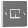 Pack of 2 Plain Silver Light Switch Single or Double