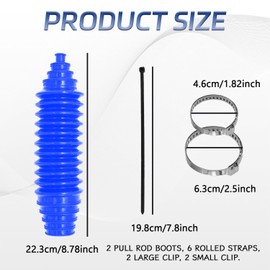 QQWD Car Rack and Pinion Boot Kit, Dustproof Silicone Rack and Pinion Boots for Steering System Protection, Multi-Size Adjutable Inner Tie Rod Boot Set with Pinion Bellow Cable Ties and Clamps(Blue)