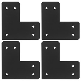 4 Pcs Flat L Tie Plates, 10-1/2" L x 5"W, Flat Corner Brace for 6x6 Post, L Shaped Beam Brackets, Thickness 2.6mm