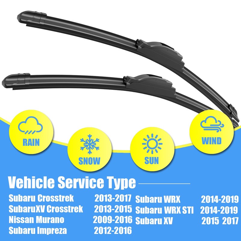 Gavimnal® 26"+16"+12" Silicone Wiper Blades Replacement For Subaru Crosstrek 2013-2017