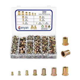 CYDDUP Rivet Nut Kit, 1090PCS Rivet Nut Tool Kit, Carbon Steel Rivet Nut Assortment Set, Flat Head Threaded Insert Rivet Nut, Metric Sizes M3, M4, M5, M6, M8, M10, M12