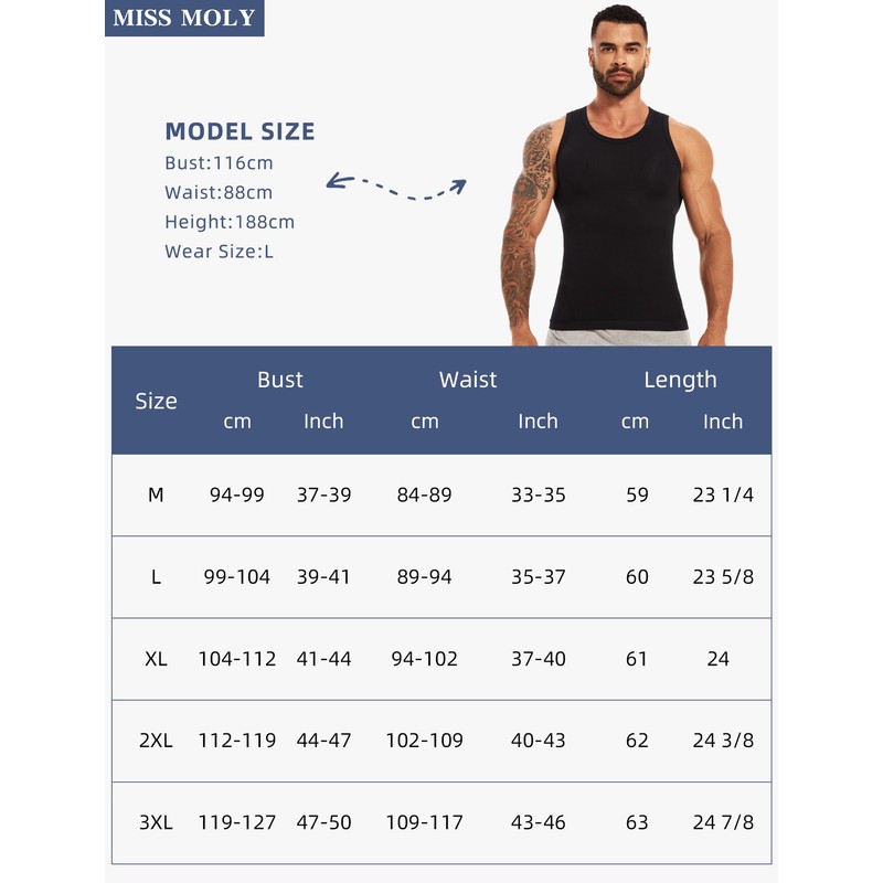 MISS MOLY Shapewear Men's Compression Shirt Men's Sleeveless Body Shaper