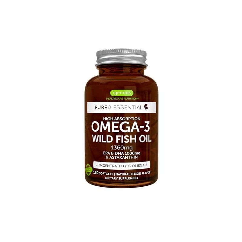 Pure Essential Super Concentrated rTG Omega 3 1000mg, Wild Fish