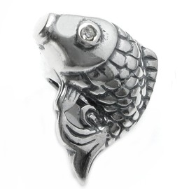 Queenberry Sterling Silver Koi fish Cubic Zirconia European Style Bead Charm