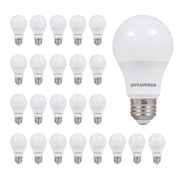 LEDVANCE 74766 SYLVANIA 60W Equivalent, LED Light Bulb, A19 Lamp, Efficient 8.5W, Bright White, 24 Count, 24 Pack-10 yr, Daylight (5000K)