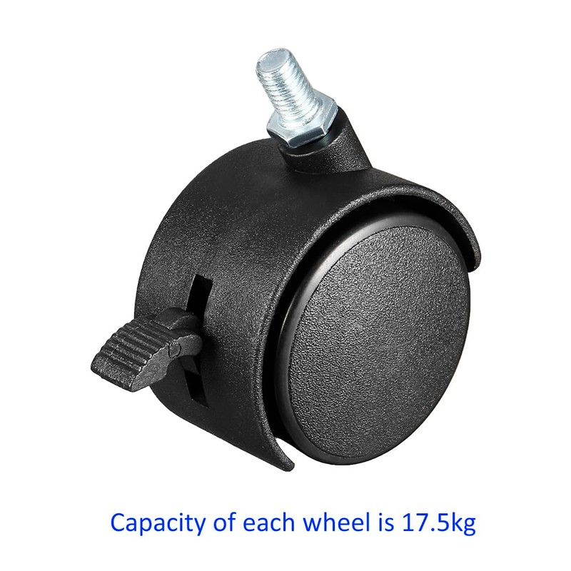 YOKIVE 4Pcs Nylon Caster, Swivel Twin Wheel Threaded Stem Casters