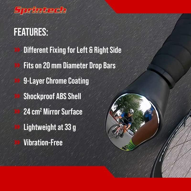 Sprintech Swiss-Made Convex Chrome-Plated Bike Mirror for Drop Bars –