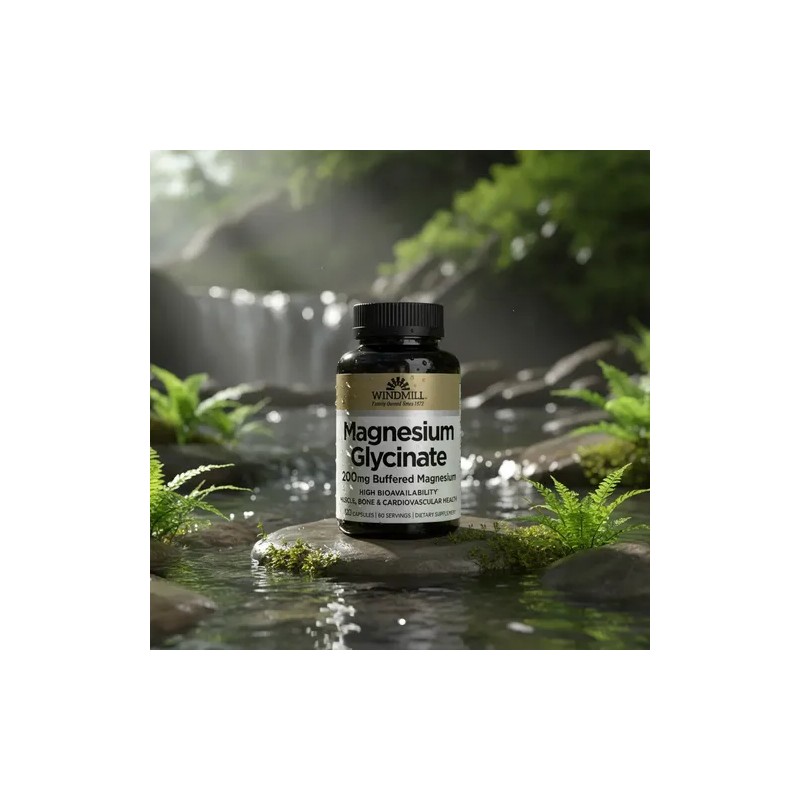 Glicinato De Magnesio Windmill 200mg Buffered - 120 Cápsulas