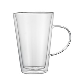 Restaurantware-Forma Professional 13.5 oz Double Wall Glass Mugs, 2 Insulated Coffee Mugs With Handle - Dishwashable, Reusable, Clear Glass Beverage Cups, Freezable, For Hot Or Cold Beverages