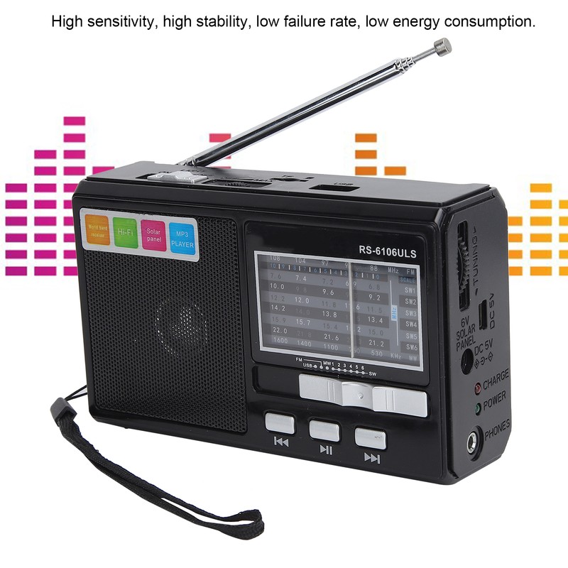 Solar Charging Radio Portable Radio with Emergency LED Flashlight Support