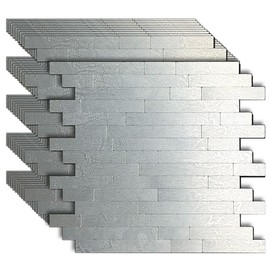 Weimeisc10 Sheets Peel and Stick Backsplash Tile for Kitchen, Self-Adhesive Mosaic Tile, Stick on Bathroom Vanities，Fireplace Décor, Laundry Table(11.81" X 11.81") (Metal Grey Wooden Texture)