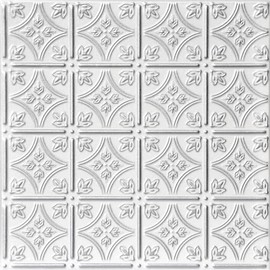 A La Maison Ceilings R125 Emma's Flowers Glue-up Styrofoam Ceiling Tile (21.6 sq. ft./Case), Pack of 8, Silver Trimmed