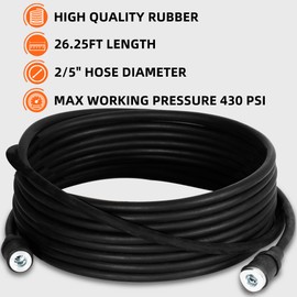 ALL-TOP Air Compressor's Replacement Air Hose, 26.25FT Rubber Air Hose with 2 x ¼ NPT Quick Connector Couplers (For Air compressor w/digital Inflator)