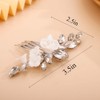 Chargances Wedding Rhinestone White Flower Hair Comb Bridal Silver Teardrop