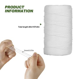 2mm Roman Blind Cord, 40 Meters Nylon Picture Hanging Cord String White Braided Replacement Blind Cords for Blinds Shade Crafts