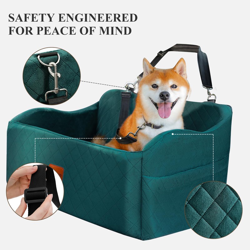 Lealchum Dog Car Seat for Medium/Large Dogs,2 Clip-On Safety Leashs