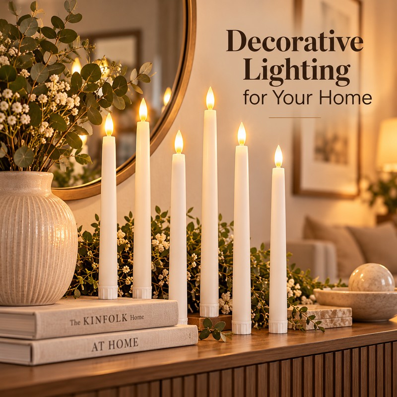 12 PCS Flameless LED Taper Candles – Battery Powered White