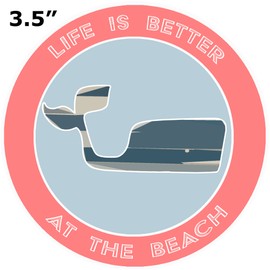 Athena Brands Blue Whale Life is Better at the Beach - Car Truck Window Bumper Sticker Decal - Lobster Claw Red