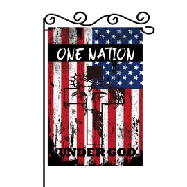 MEFENG One Nation Under God Garden Flag - Easter Jesus American Flag - God Bless Outdoor Decor - Nativity Religious House Decoration -Double Sided Flag 12 x 18 Inch