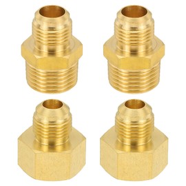 PATIKIL Brass Flare Coupling Fitting, 2 Set 1/2" Male NPT x 3/8" Male Flare and 3/8" Male Flare x 1/2" Female NPT Thread Brass Pipe Fitting Half-Union Connector Tubing Adapter Coupler