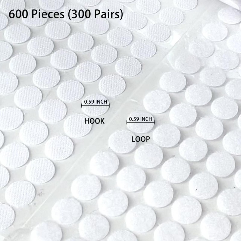 Self Adhesive Dots,600pcs(300 Pairs) 0.59" Diameter Strong Sticky Round Nylon