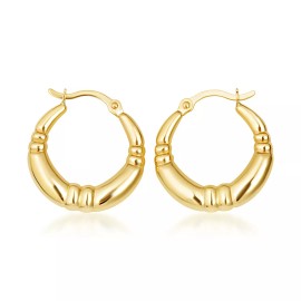 FDJ 14K Polished Yellow Gold Textured Hoop Earrings