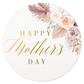 Mobiusea Creation Boho Mothers Day Stickers | 135-Pack for Mother's Day Gifts and Card | 1.4 inch | Gold Foil | Happy Mothers Day Stickers | Happy Mother's Day Labels