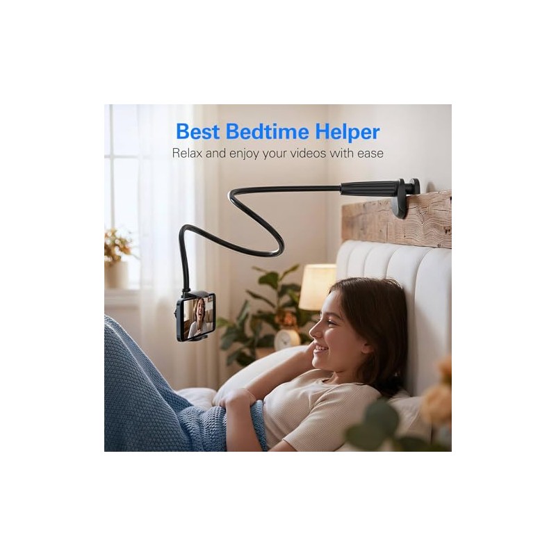 Soporte de cama con clip para teléfono celular, con agarre