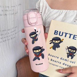 24 Sheets Black Ninja Stickers for Kids,Make A Face Ninja Party Favors,Vinyl Waterproof Stickers for Water Bottle Laptop Computer Phone Classroom Rewards,Art Craft Party Supplies (Black Ninja)