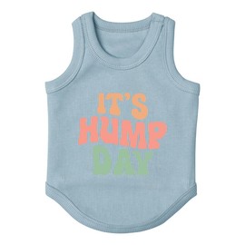 Poocii Cute Dog Clothes, Ribbed Tank Top T Shirt for Small, Medium or Large Pets, Breathable & Soft Cotton Blend (Blue, It's Hump Day, XXS)
