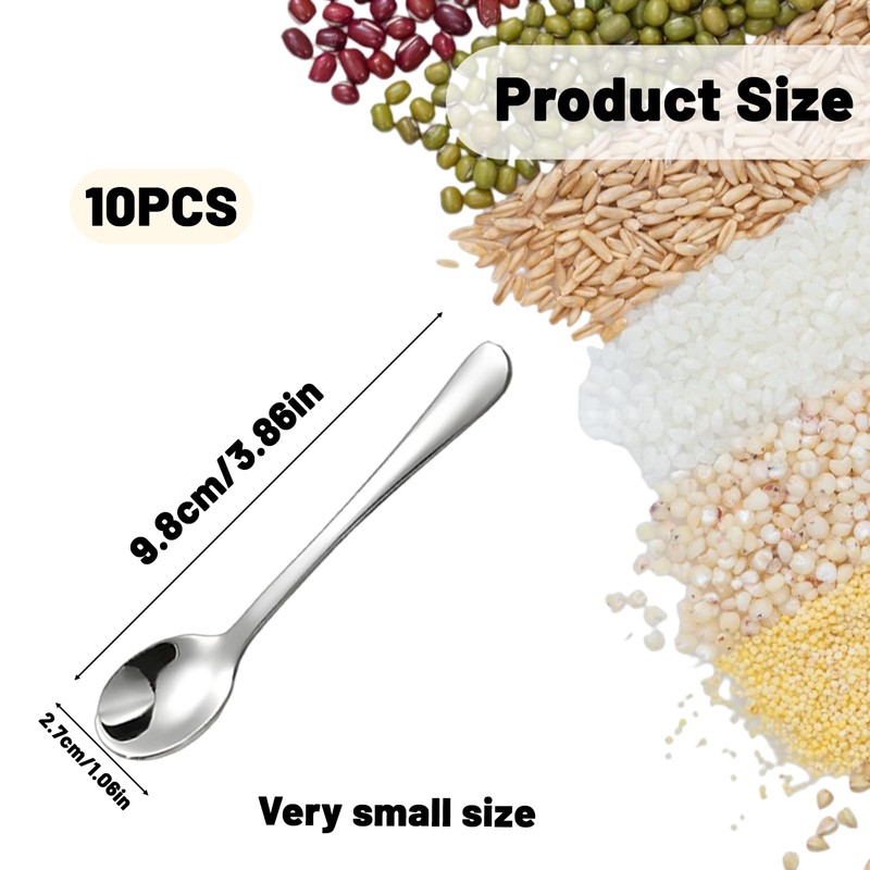 Pack of 10 Small Stainless Steel Spoons for Spice Jars,