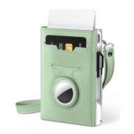 RFID Wallet Women with AirTag Holder Pop Up Metal Card Holder for Air Tag