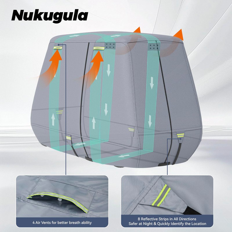 Nukugula 800D Waterproof Golf Cart Cover 2/4/6 Passenger, Heavy Duty