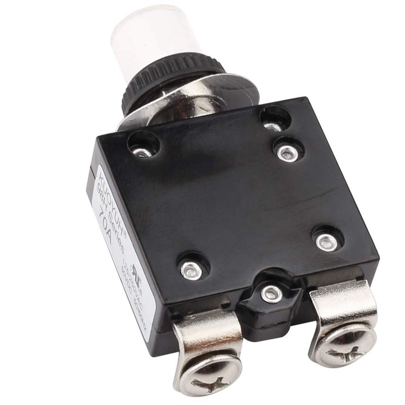 Clyxgs Thermal Circuit Breaker, 70A 125/250V AC 32V DC, Push