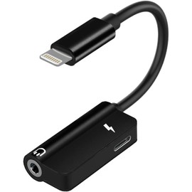 3.5MM Aux Dongle Adapter for Headphone Ear Headphone Jack Splitter Audio Cable Adapter Charger Cord Apple Certified Charging Converter 13 12 11 XS X 8 (Black)