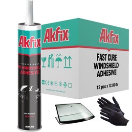 Akfix Urethane Windshield Adhesive Black (12x10.1 fl.oz.) - Fast Curing Car Window Sealant, High Bond Strength Auto Glass Sealant | 12 Pack