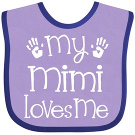 inktastic My Mimi Loves Me Grandkids Baby Bib Lavender and Purple 2d463