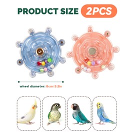 Bird Spinning Wheel Toy, Chewing Exerciser, Suitable for Budgies, Cockatiels, Lovebirds, Conures, Parakeets, and Other Small to Medium Birds (Random Color) (2 PCS - Fixed Mount)