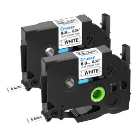 2 Pack Compatible with P-Touch HSe-221 HSe221 HS221 HS-221 Heat Shrink Tube 8.8mm 0.34'' Black on White Label Tape for Ptouch PT-E300 PT-D210 PT-H300 PT-E500 PT-P750WVP D400 D450 P900 Label Maker