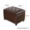 Adeco Bonded Leather Square Tufted Storage Footstool, 18" ottoman, Dark