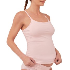 Pact Organic Cotton Maternity Camisole, Adjustable Nursing Tops Built-in Bra for Easy Breastfeeding Chalk Pink