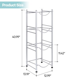 SEHERTIWY 5 Gallon Water Jug Holder, 4-Tier Heavy Duty Bottle Holder Storage Rack for Home, Office, Save Space (SILVER)