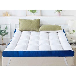 WhatsBedding 5 Inch Memory Foam Queen Mattress Topper 100% Cotton Top, Filled with Breathable & Soft Memory Foam Pillow Top,4 Elastic Straps, 80x60x5 Inch, Queen