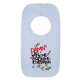 Kickass Tees Damn Lag Took Me 9 Months To Respawn 1 Baby Bib One Size Blue Funny Video Gamer Baby Boy Gift