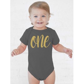 Aiden's Corner Cute Baby Boy Girl Handmade First Birthday Bodysuits One Gold and Silver Party Outfits (One Gold Lt Blue, 12 Months)