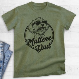 EVERTREE CLOTHING Maltese Dad, Unisex Men's Shirt, Maltese Owner, Funny Dog Dad Gift, Heather Military Green, X-Large