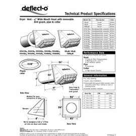 Deflecto Dryer Vent Hood, Wide Mouth, 4", White (RVHAW4)