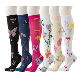 YHIXYUNAZ Compression Socks for Women & Men Circulation(6 pairs)-Graduated Supports Socks for Running, Athletic Sports, Travels (A, S/M)