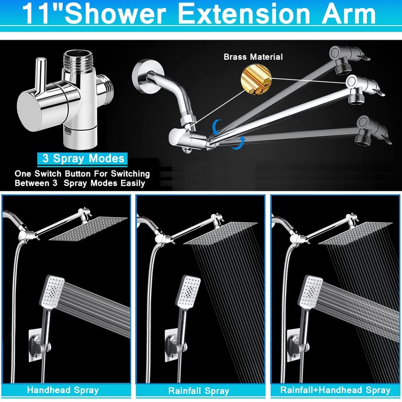 rain shower head with handheld spray,10''High Pressure Rainfall Shower Head